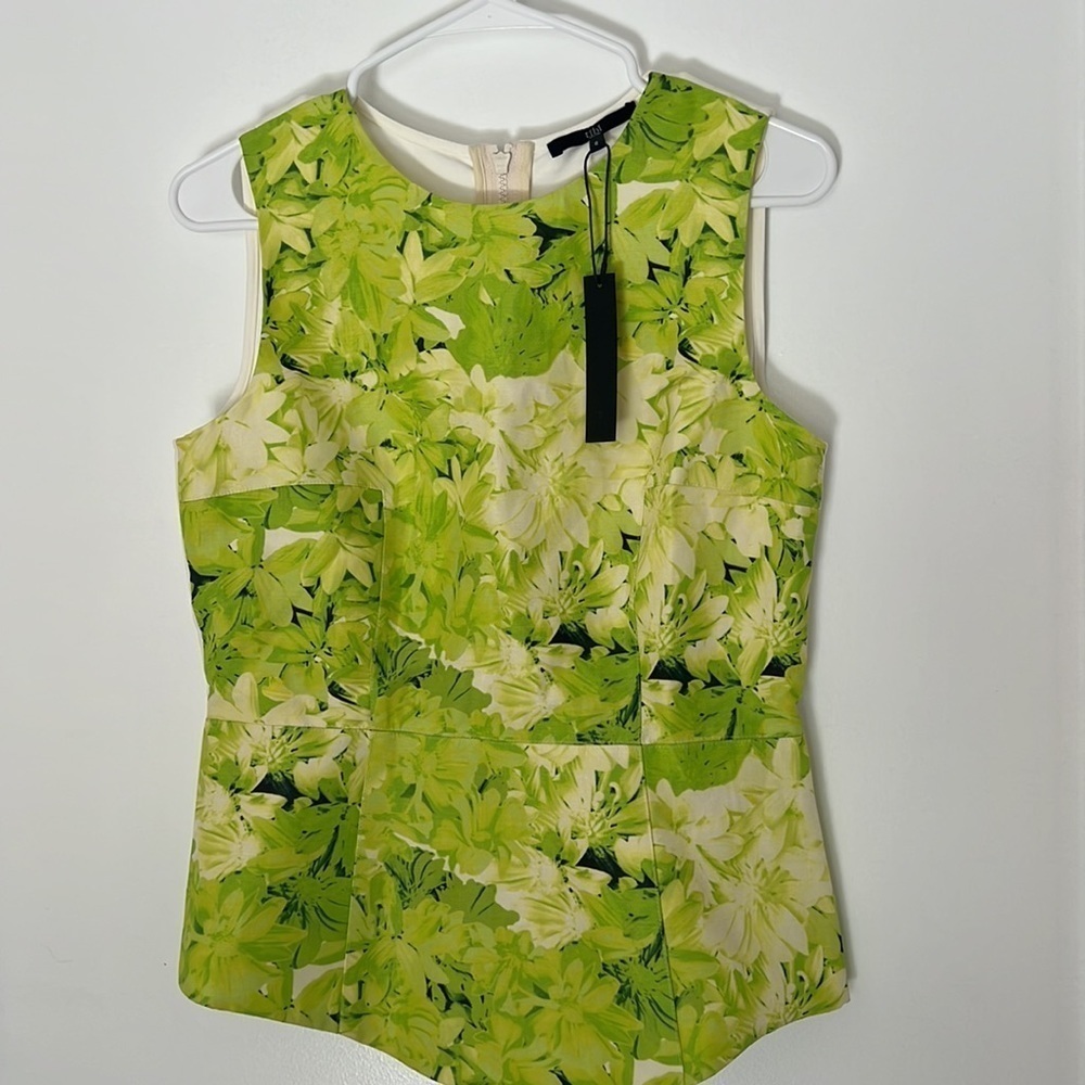 Tibi Newyork Skirt and Top Suit Size 8 Green Floral NWT Mini Length Linen Silk